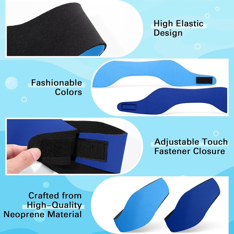 Lunmon 2 Pairs Swimming Headbands Adjustable Water Headbands for Adults Waterproof Safety Earplugs Swimming Earband Protectors for Pool, Surfing, Diving and Water Sports - Image 3